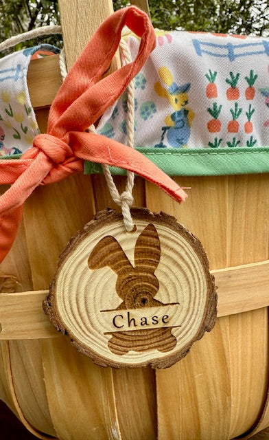 2.5" Natural Wood Round Personalized Easter Tag