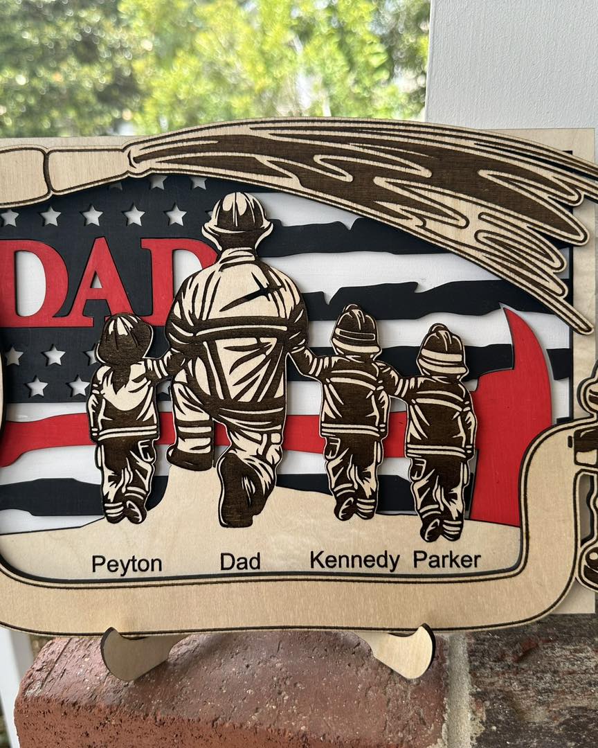 Personalized Fireman Dad Shelf Sitter