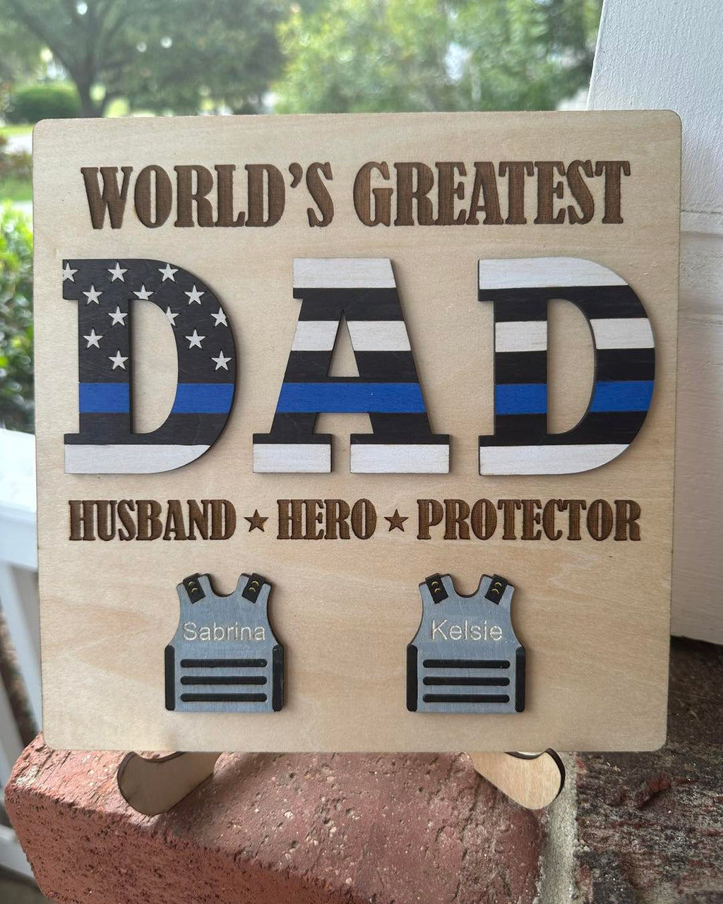 Personalized Law Enforcement World's Greatest Dad Shelf Sitter