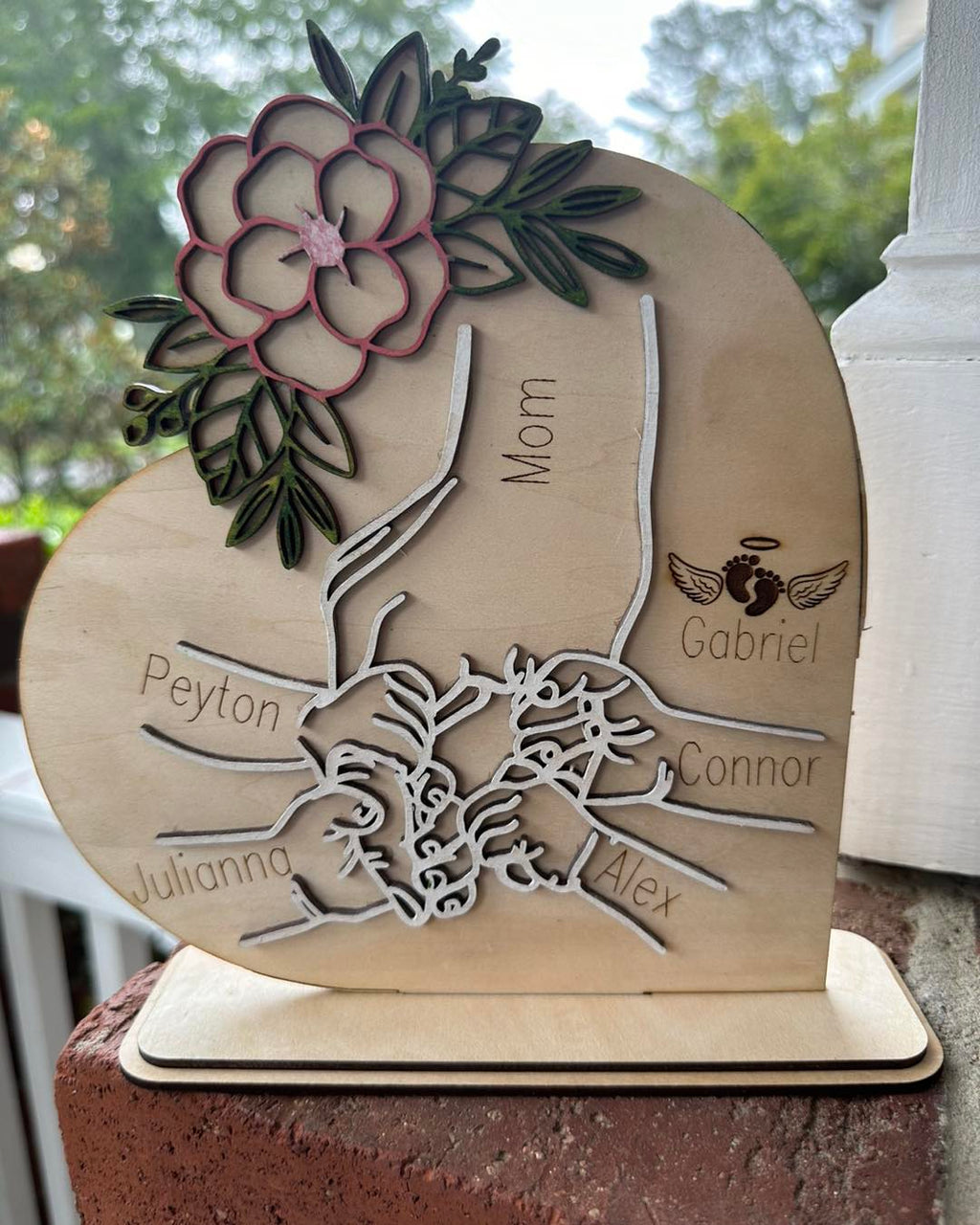 Personalized Mom and Child Heart Display